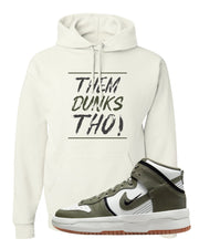 Cargo Khaki Rebel High Dunks Hoodie | Them Dunks Tho, White