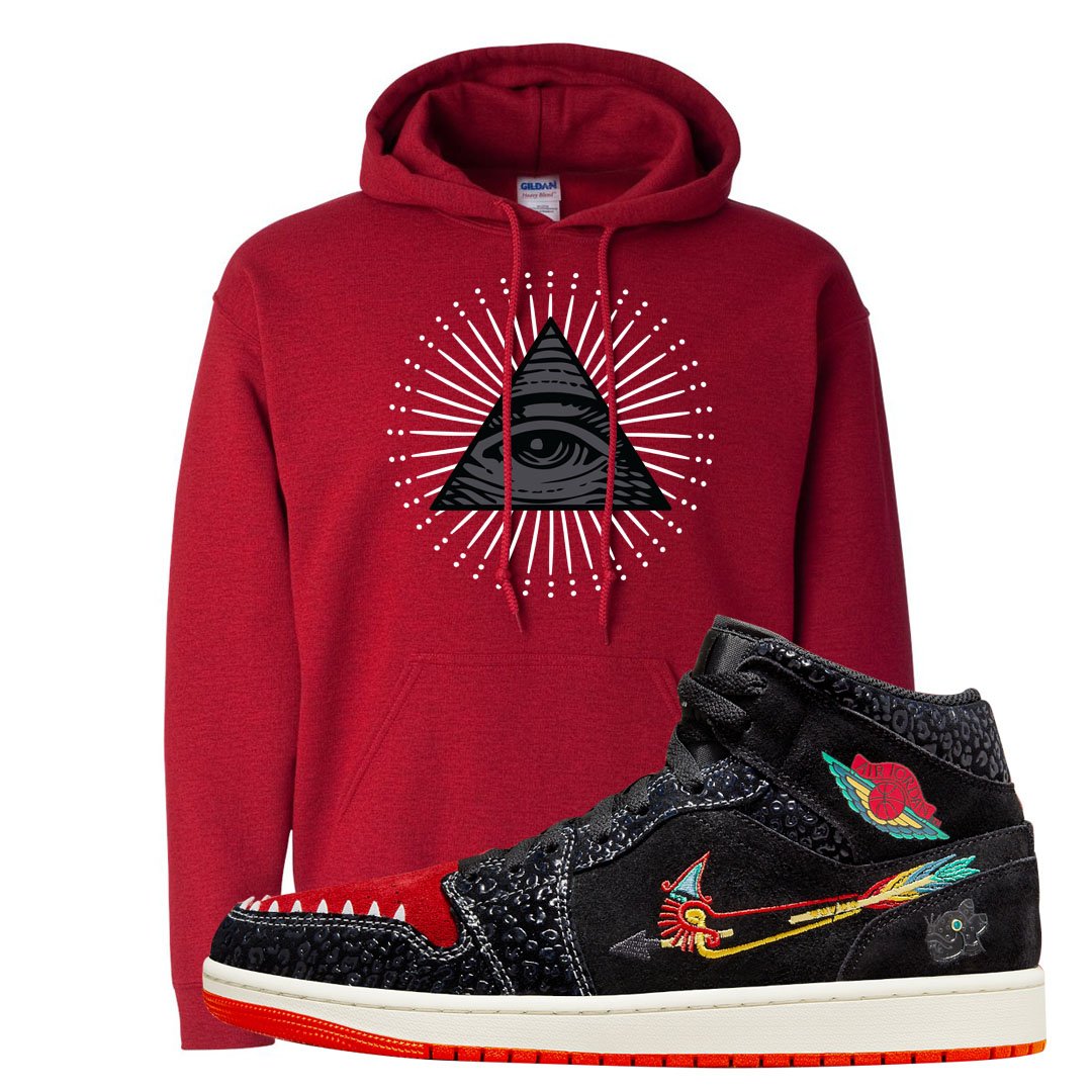 Always Familia Mid 1s Hoodie | All Seeing Eye, Red