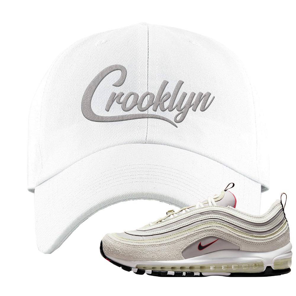 First Use Suede 97s Dad Hat | Crooklyn, White