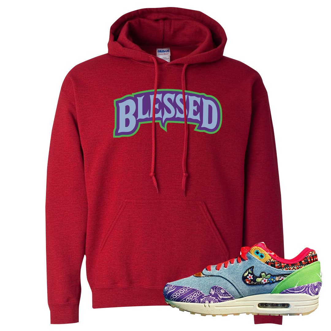 Bandana Paisley Max 1s Hoodie | Blessed Arch, Red