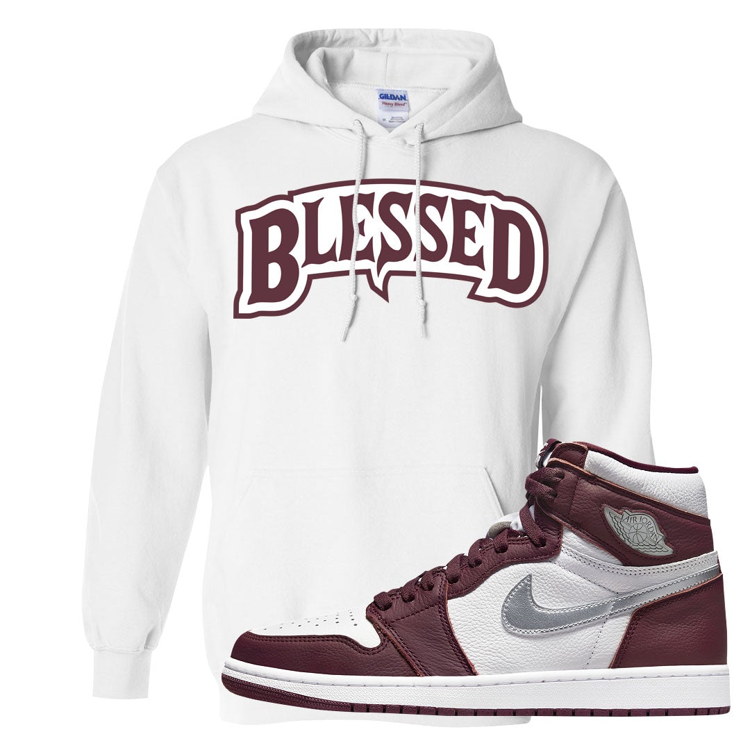 Bordeaux 1s Hoodie | Blessed Arch, White