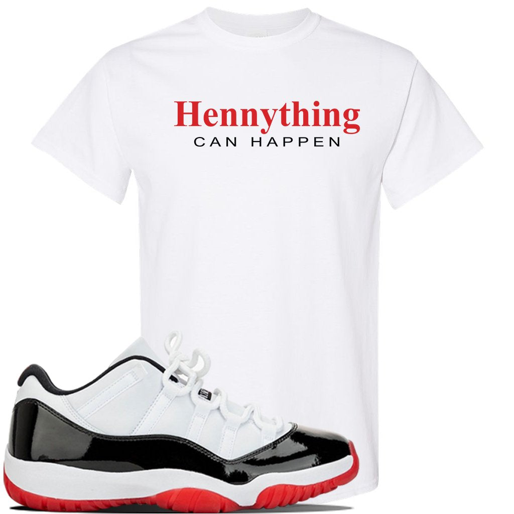 Jordan 11 Low White Black Red Sneaker White T Shirt | Tees to match Nike Air Jordan 11 Low White Black Red Shoes | HennyThing Is Possible