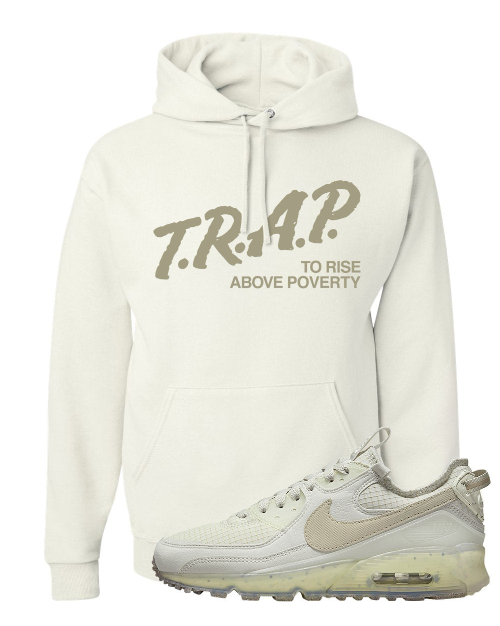 Terrascape Light Bone 90s Hoodie | Trap To Rise Above Poverty, White