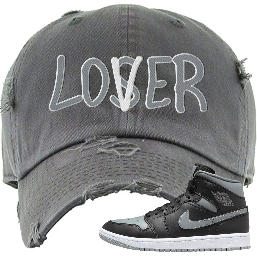 Alternate Shadow Mid 1s Distressed Dad Hat | Lover, Dark Gray
