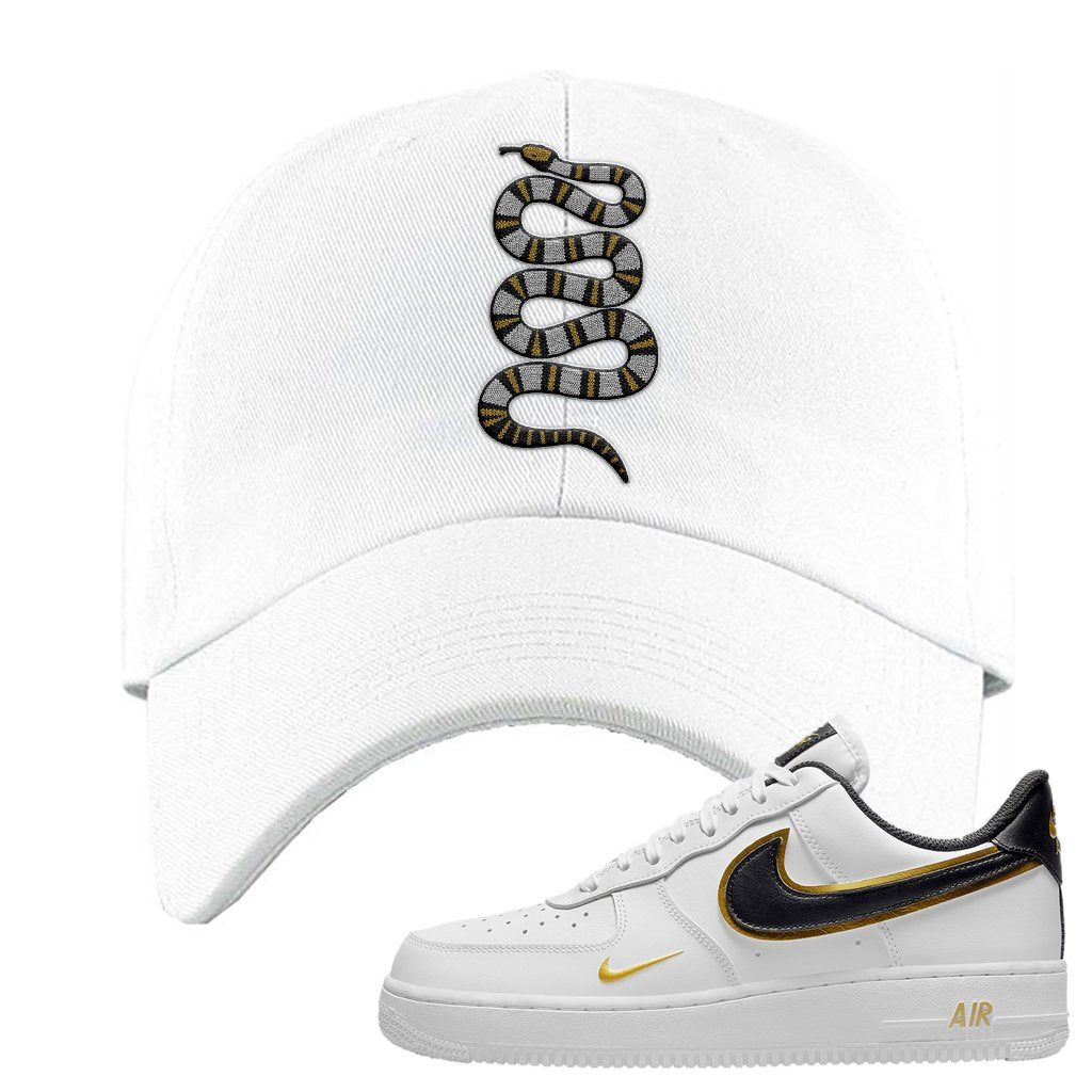 Air Force 1 Low White Gold Dad Hat | Coiled Snake, White