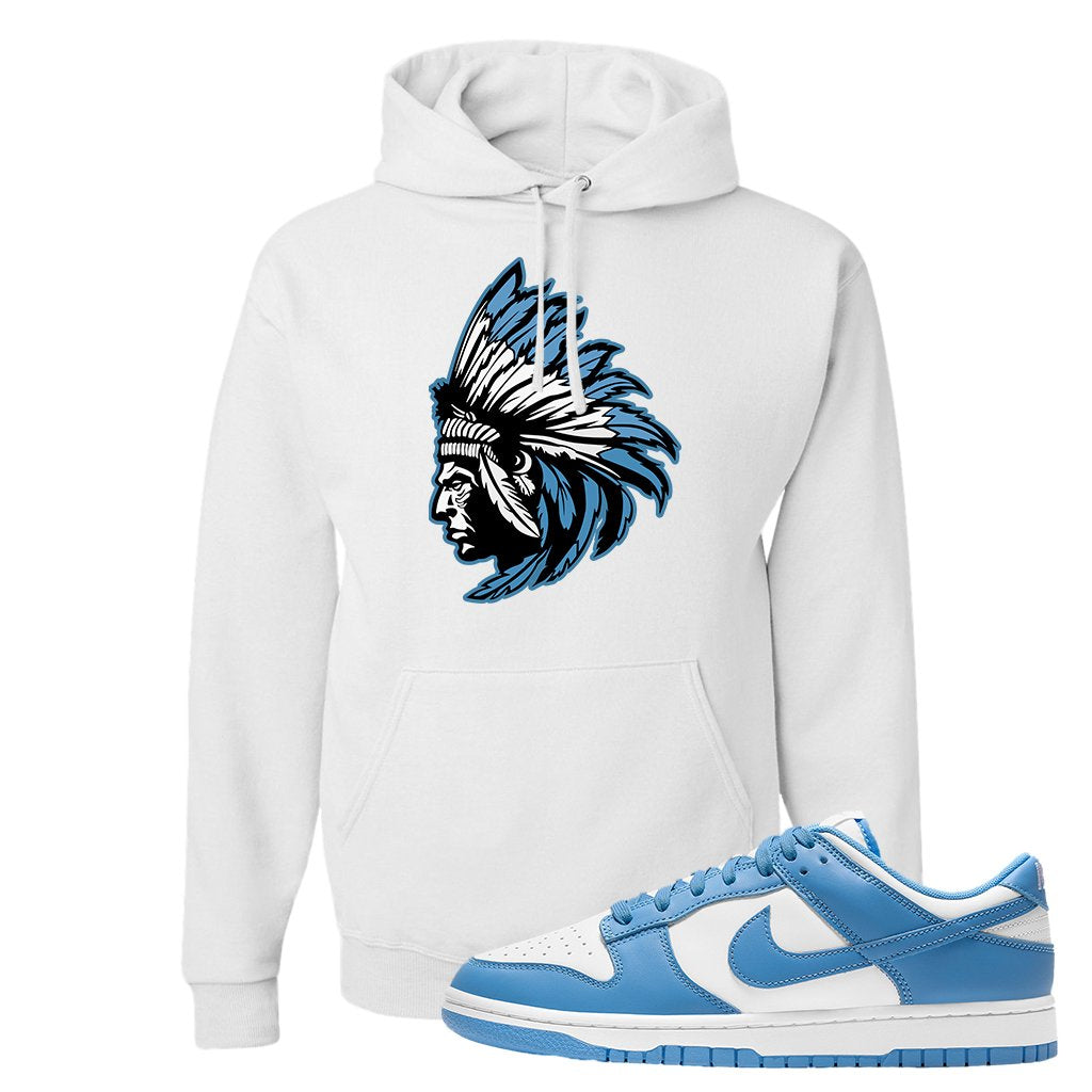 SB Dunk Low University Blue Hoodie | Indian Chief, White