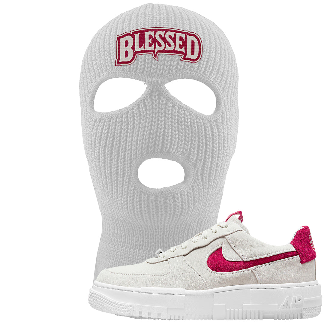 Mystic Hibiscus Pixel AF1s Ski Mask | Blessed Arch, White