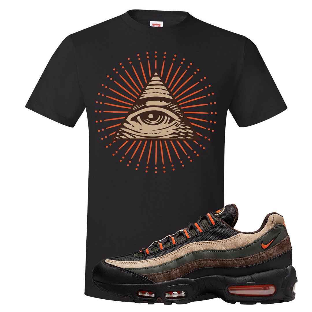 Dark Army Orange Blaze 95s T Shirt | All Seeing Eye, Black