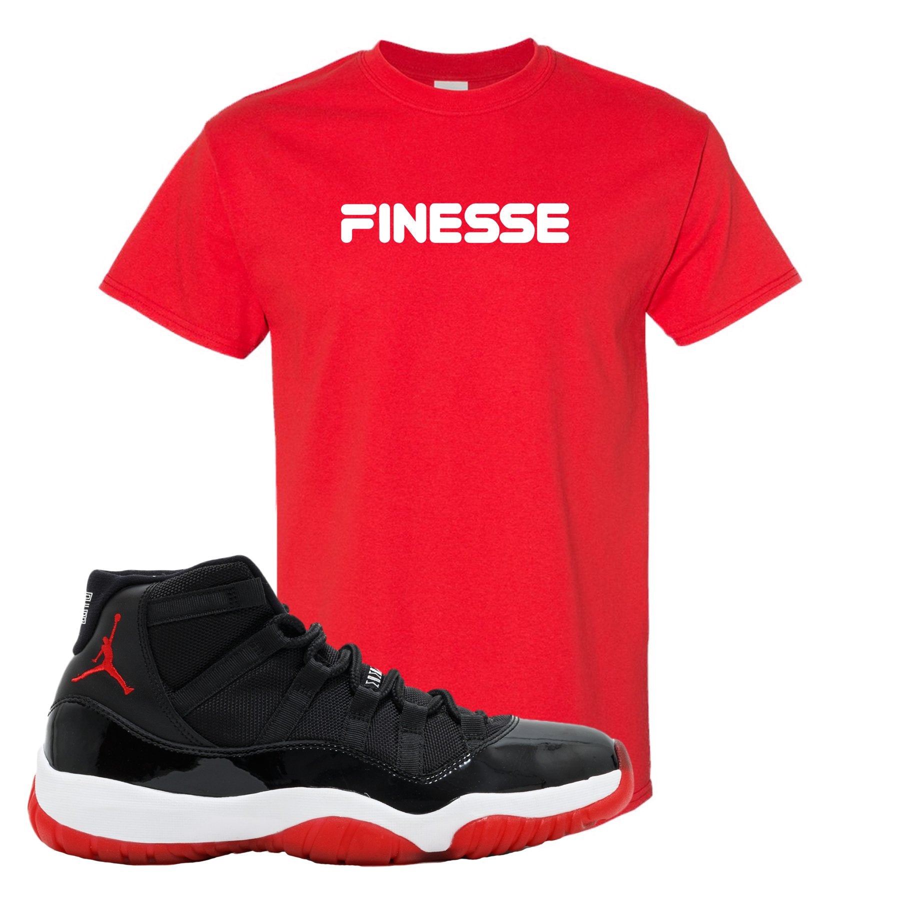 Jordan 11 Bred Finesse Red Sneaker Hook Up T-Shirt