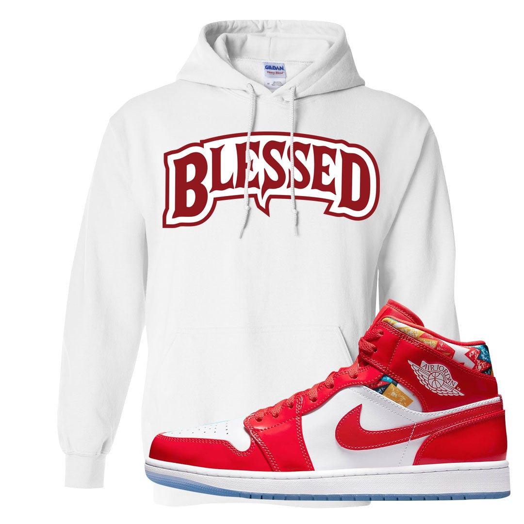 Barcelona Sweater Mid 1s Hoodie | Blessed Arch, White