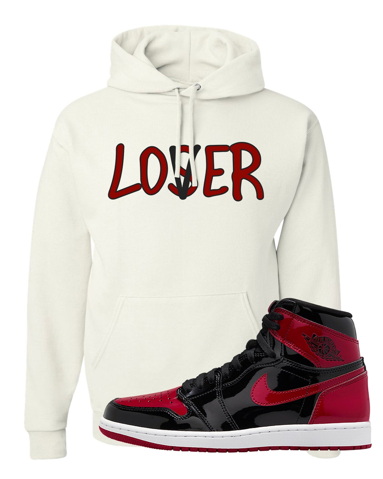 Patent Bred 1s Hoodie | Lover, White