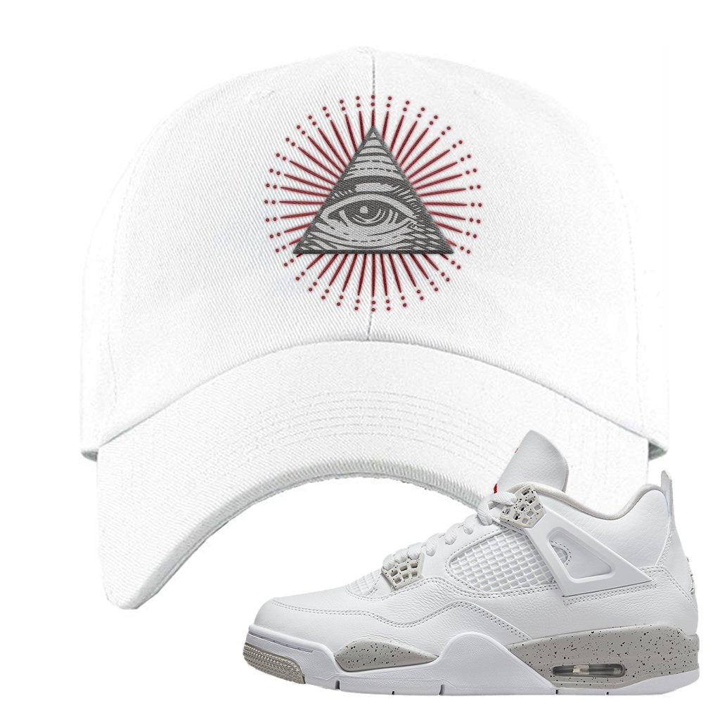 Tech Grey 4s Dad Hat | All Seeing Eye, White