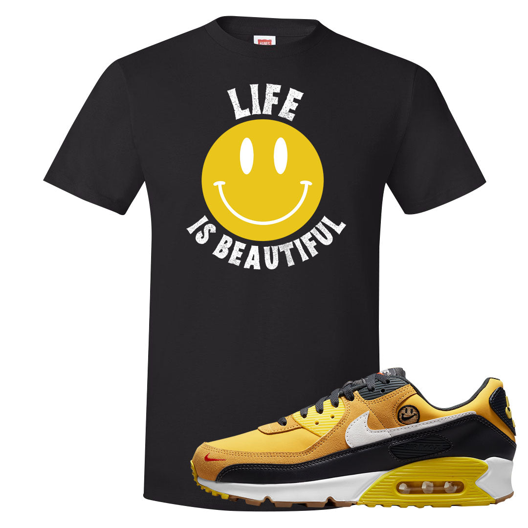 Go The Extra Smile 90s T Shirt | Smile Life Is Beautiful, Black