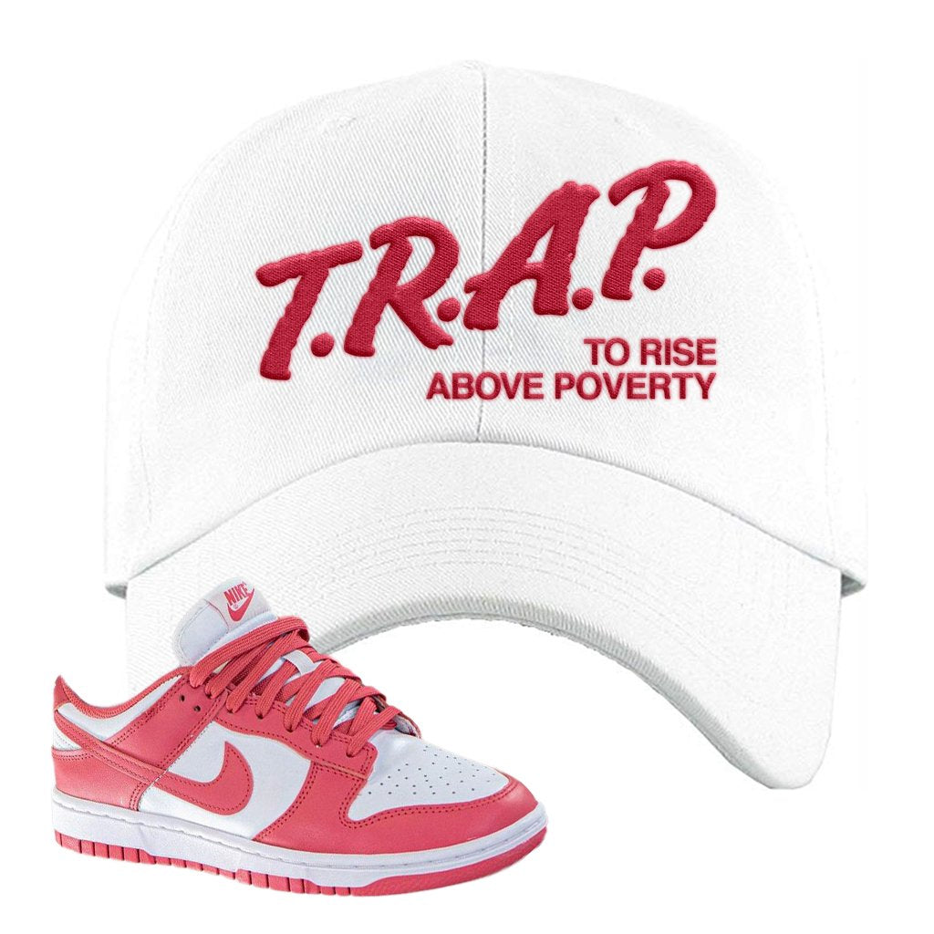 Archeo Pink Low Dunks Dad Hat | Trap To Rise Above Poverty, White