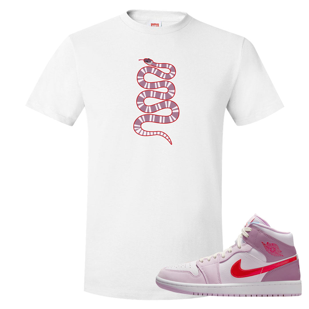 Valentine's Day Mid 1s T Shirt | Coiled Snake, White