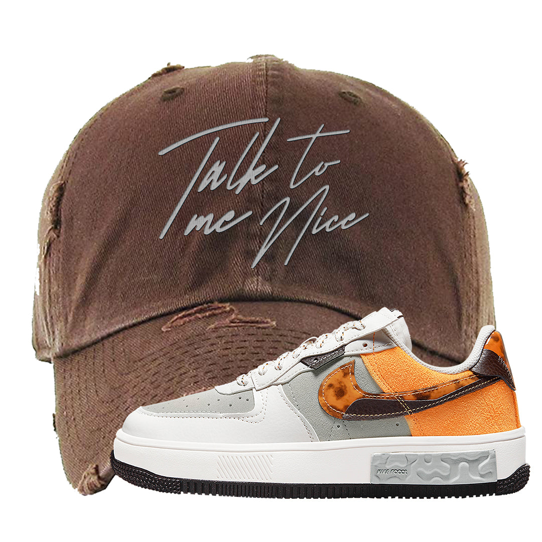 Tortoise Shell AF 1s Distressed Dad Hat | Talk To Me Nice, Brown