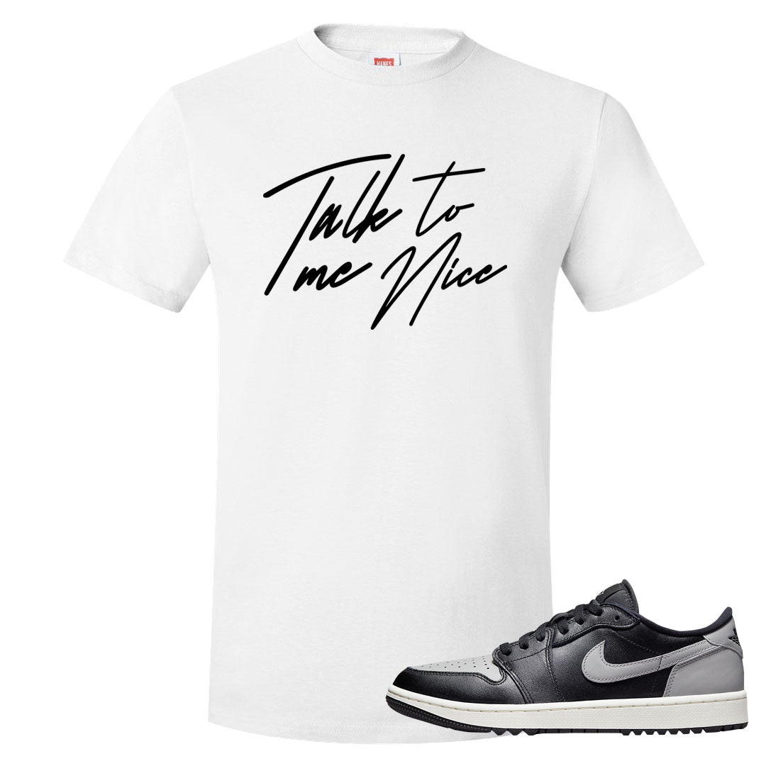 Shadow Golf Low 1s T Shirt | Talk To Me Nice, White