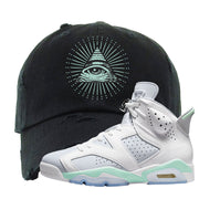 Mint Foam 6s Distressed Dad Hat | All Seeing Eye, Black