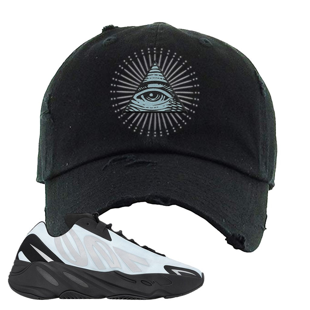 MNVN 700s Blue Tint Distressed Dad Hat | All Seeing Eye, Black