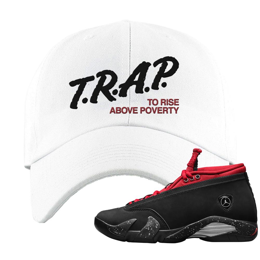 Red Lipstick Low 14s Dad Hat | Trap To Rise Above Poverty, White