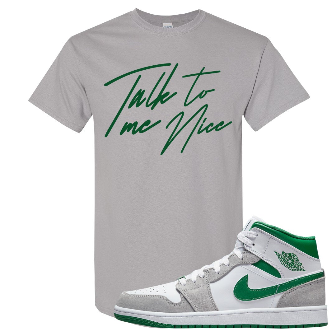 Light Smoke Pine Green Mid 1s T Shirt | Talk To Me Nice, Gravel