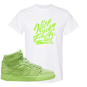 Neon Green KO 1s T Shirt | Nice Guys Finish Last, White