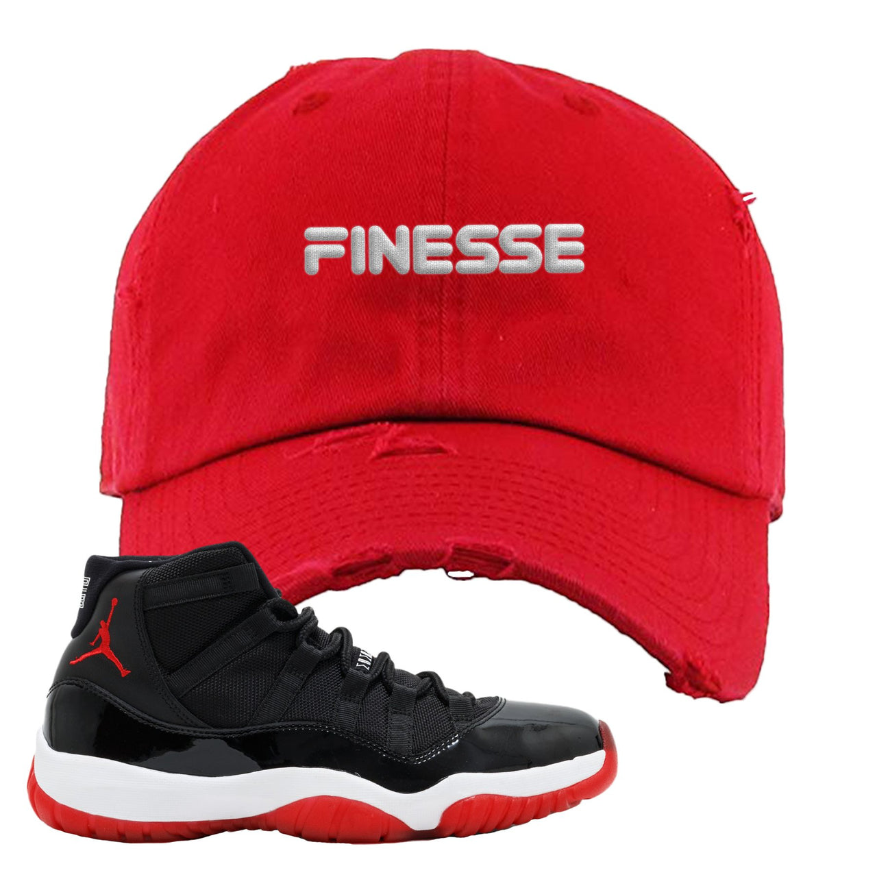 Jordan 11 Bred Finesse Red Sneaker Hook Up Dad Hat
