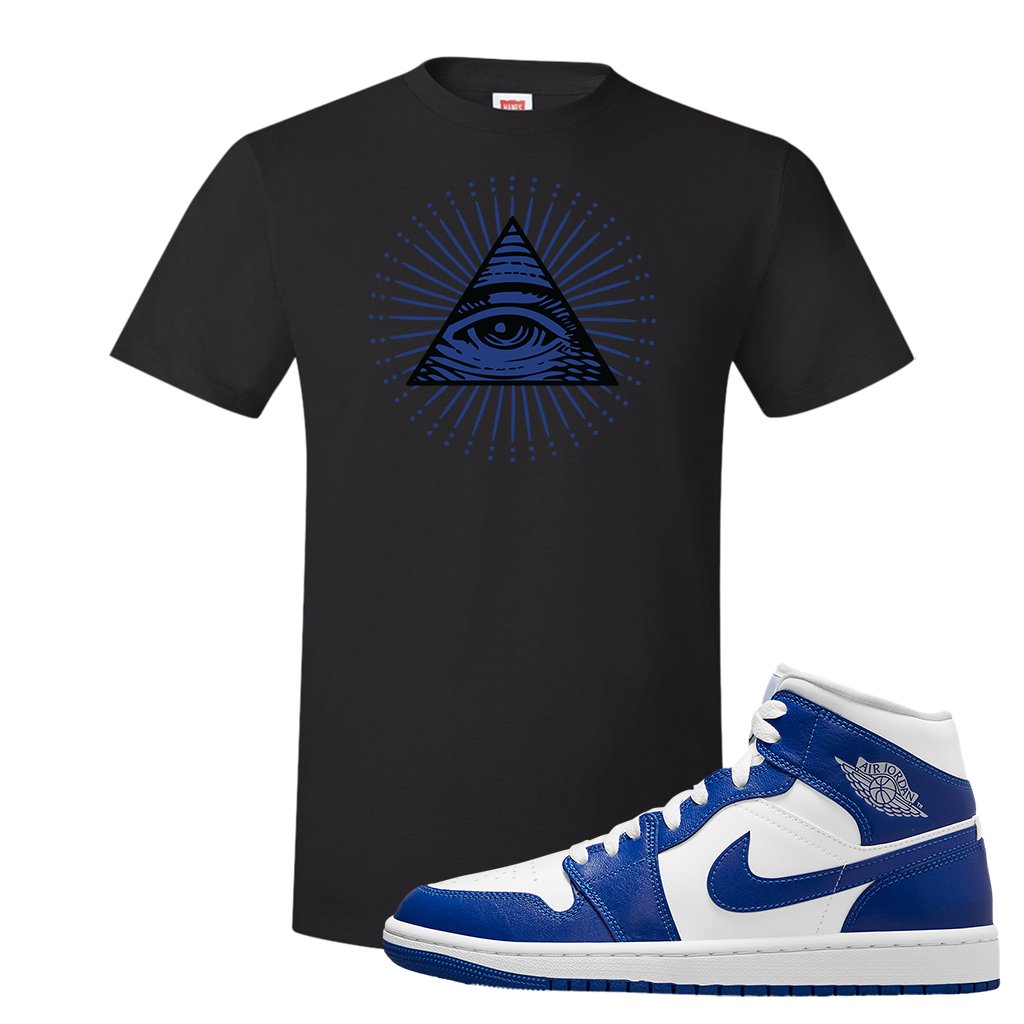 Air Jordan 1 Mid Kentucky Blue T Shirt | All Seeing Eye, Black