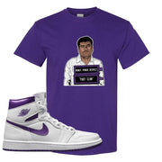 Air Jordan 1 Metallic Purple T Shirt | El Chapo Illustration, Purple