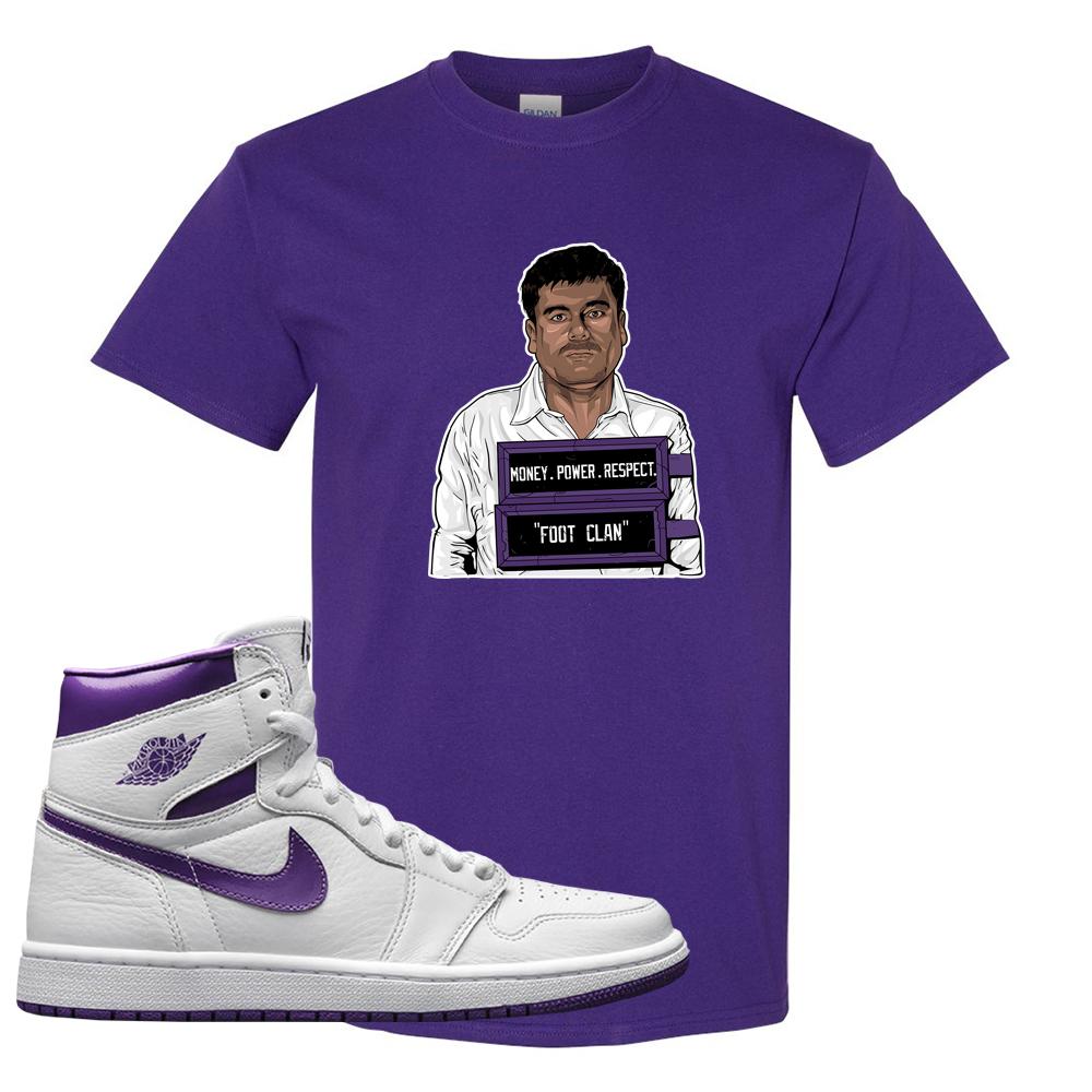 Air Jordan 1 Metallic Purple T Shirt | El Chapo Illustration, Purple