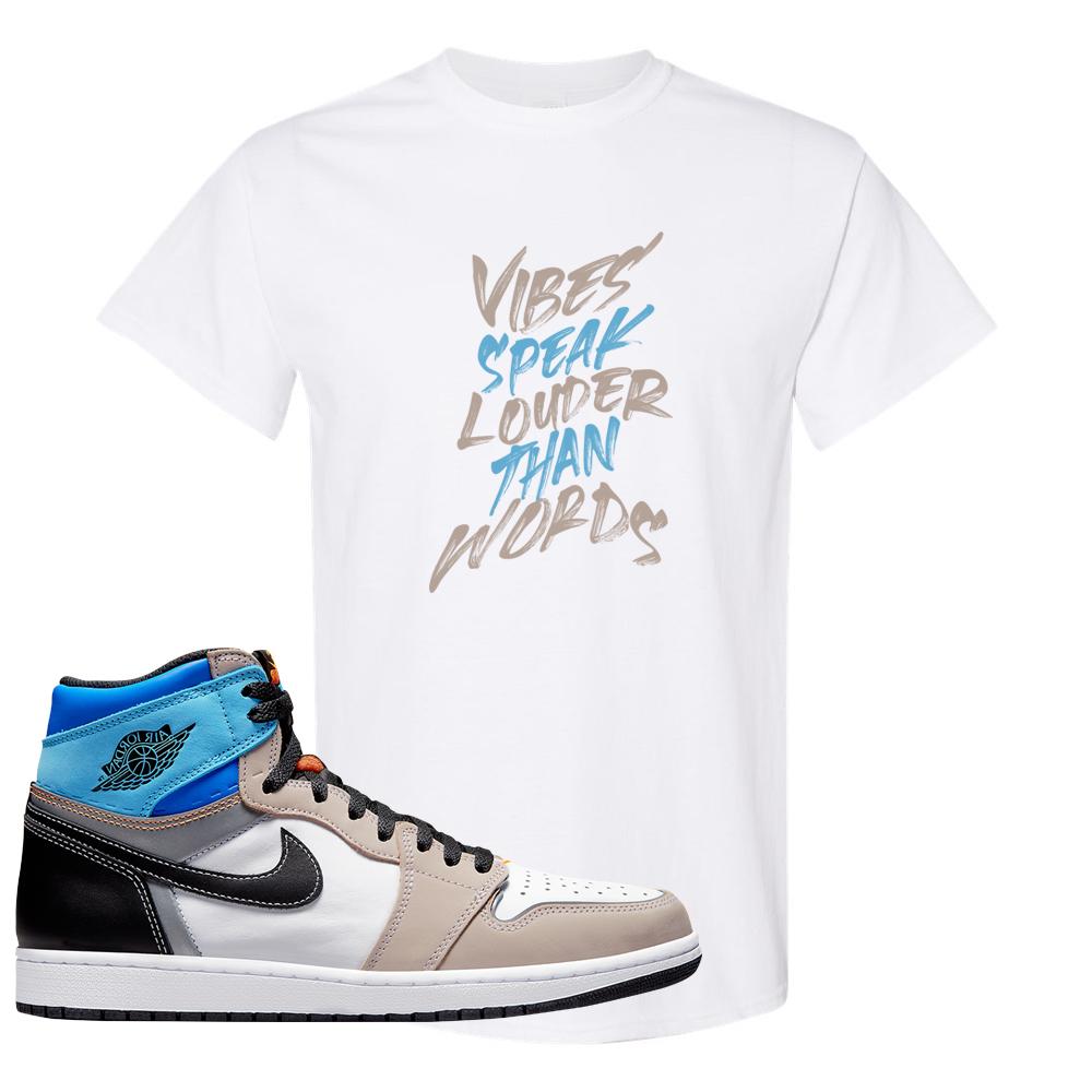 Prototype 1s T Shirt | Vibes Speak Louder Than Words, White