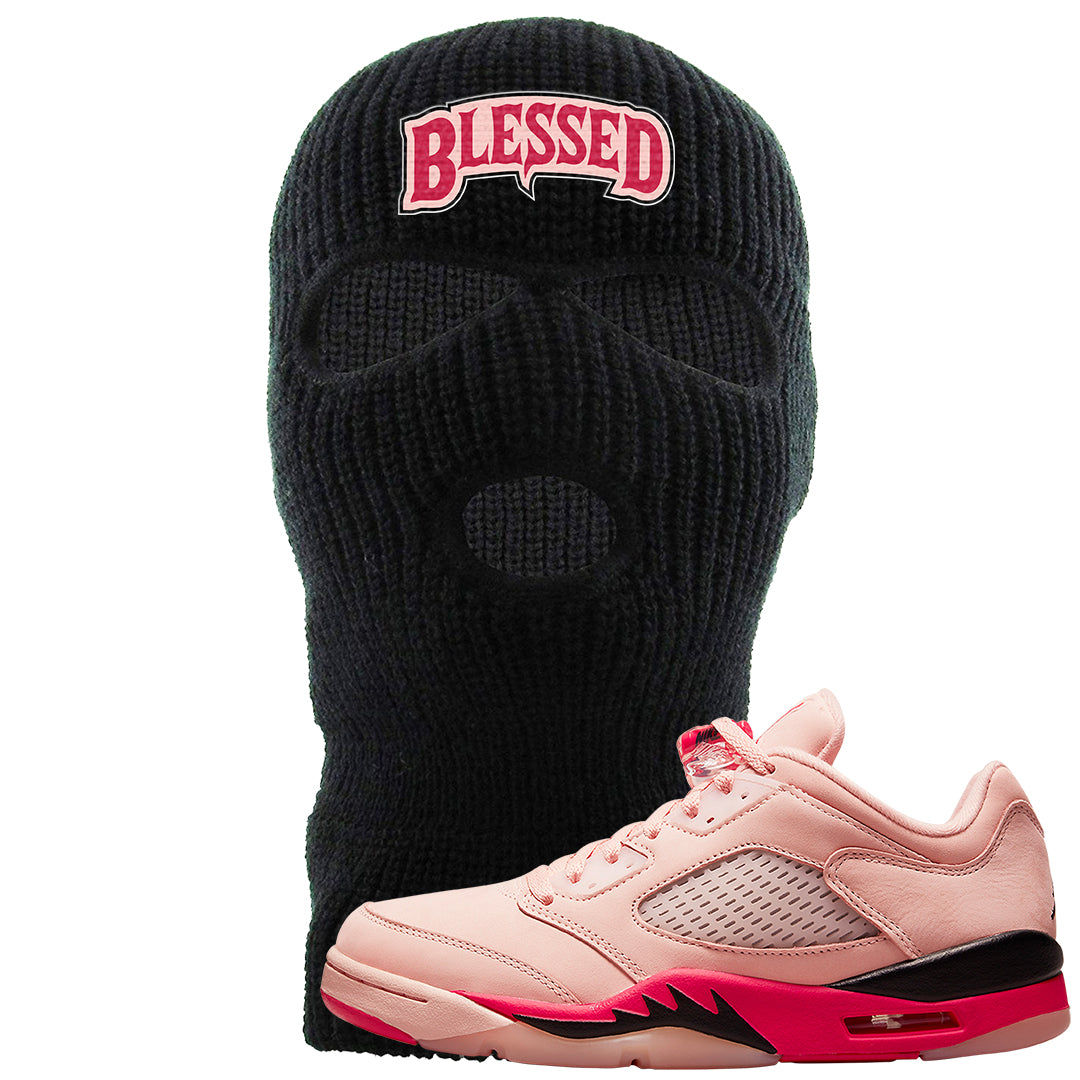 Arctic Pink Low 5s Ski Mask | Blessed Arch, Black