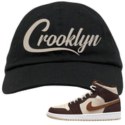 Brown Fleece Mid 1s Dad Hat | Crooklyn, Black