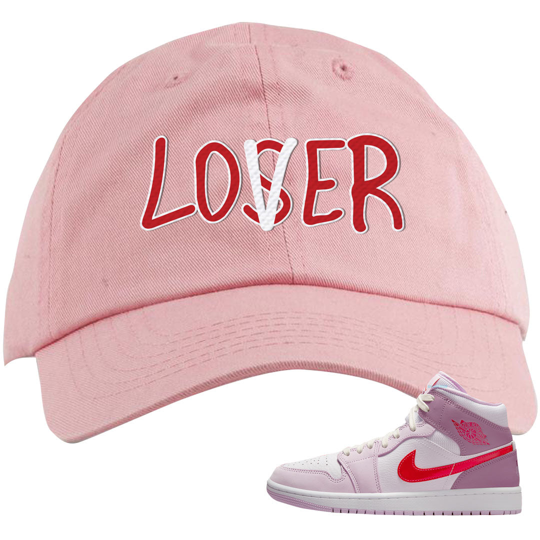 Valentine's Day Mid 1s Dad Hat | Lover, Light Pink