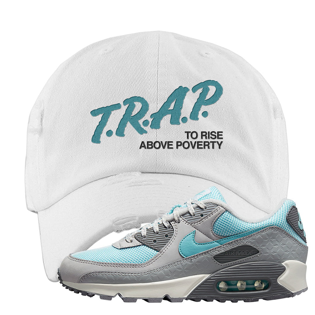 Snowflake 90s Distressed Dad Hat | Trap To Rise Above Poverty, White