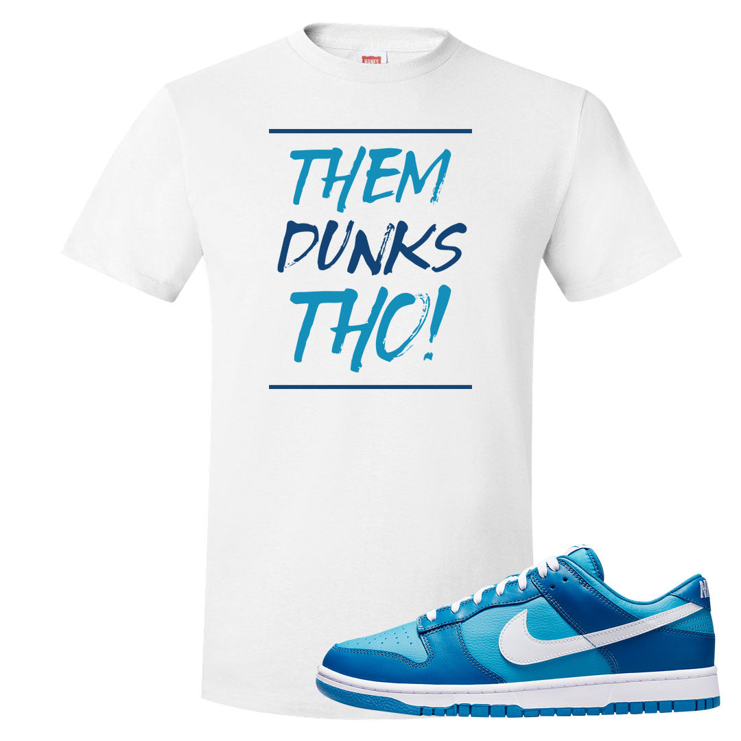 Dark Marina Blue Low Dunks T Shirt | Them Dunks Tho, White