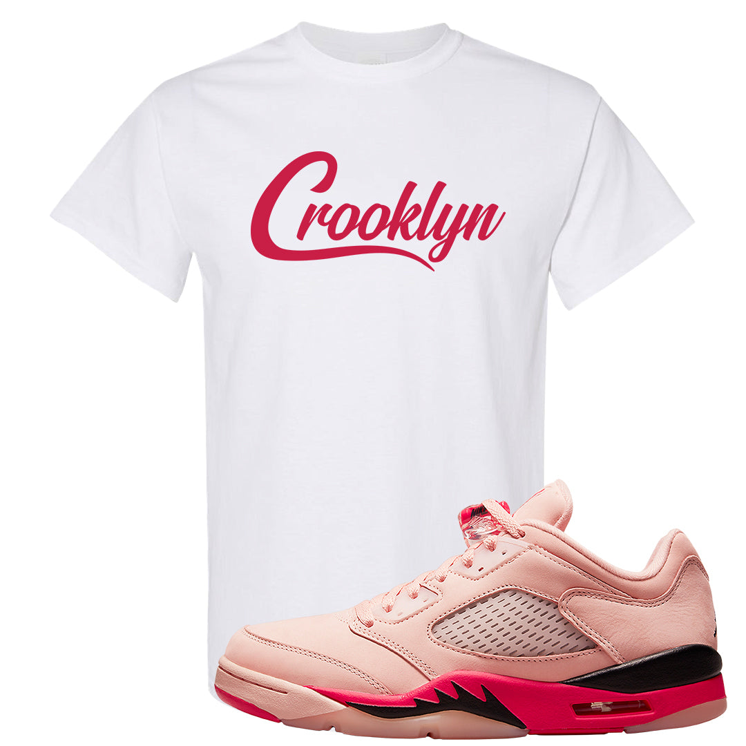 Arctic Pink Low 5s T Shirt | Crooklyn, White