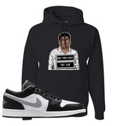 Air Jordan 1 Low Black Medium Grey Hoodie | El Chapo Illustration, Black