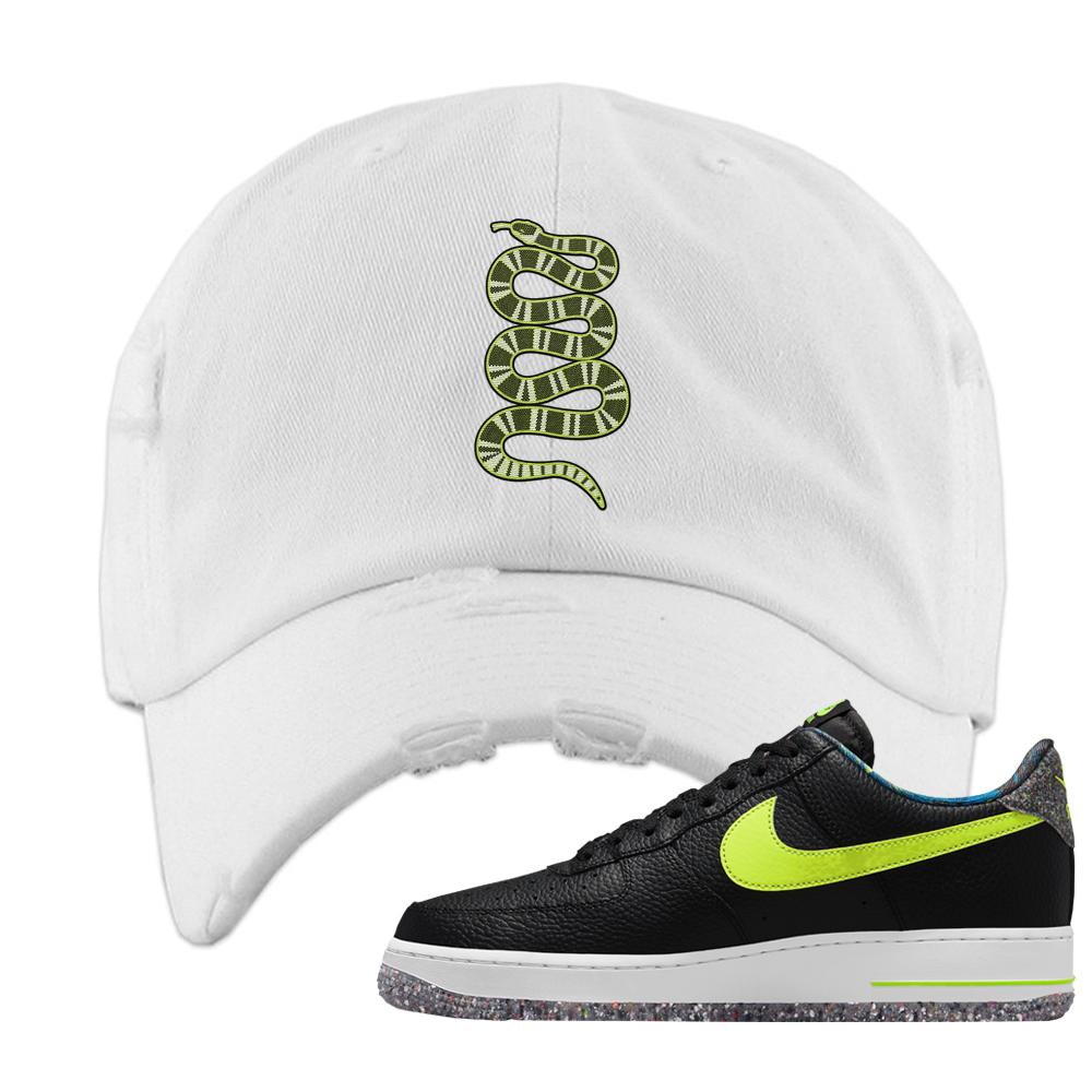 Air Force 1 Low Volt Grind Distressed Dad Hat | Coiled Snake, White