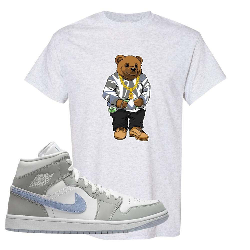 Wolf Grey Mid 1s T Shirt | Sweater Bear, Ash