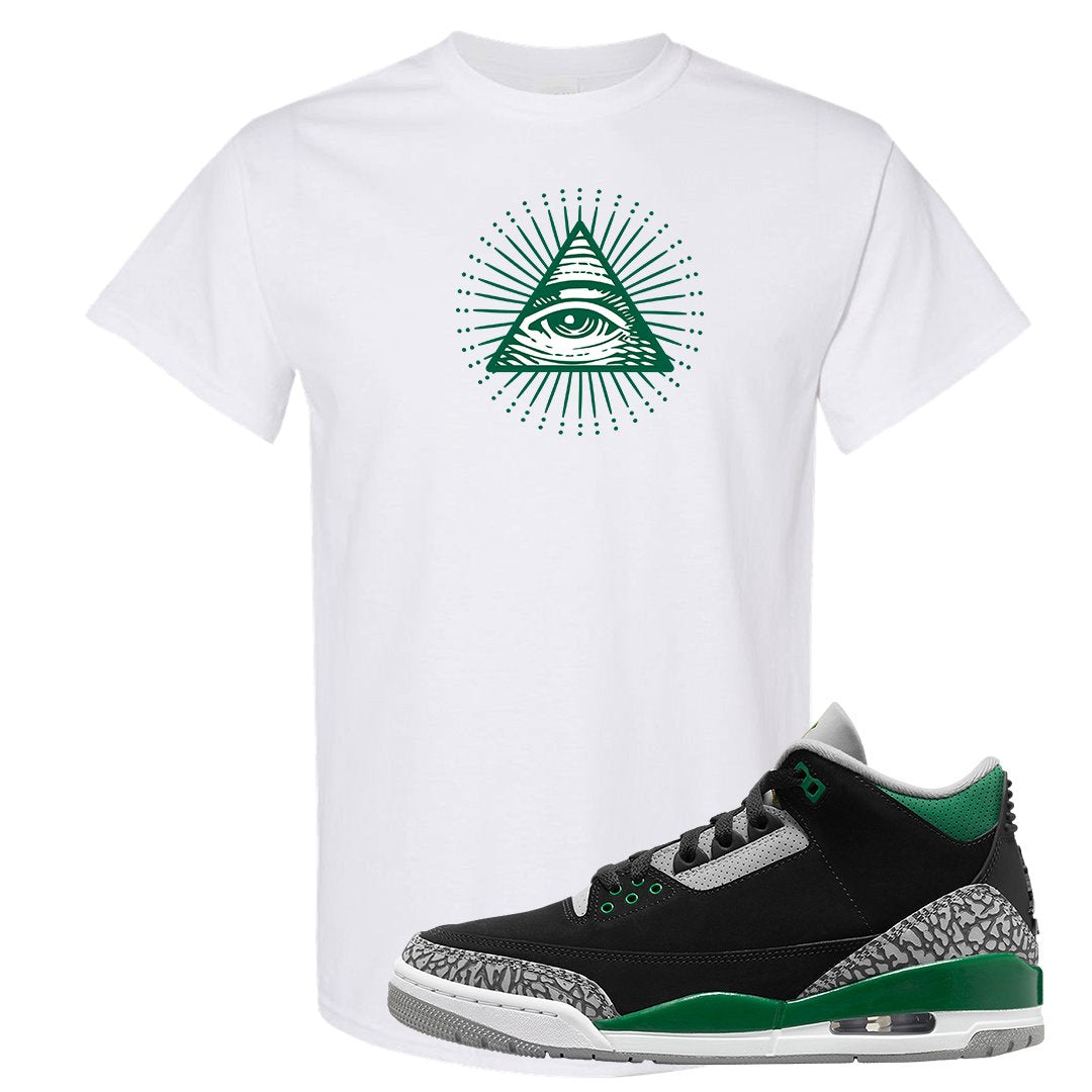 Pine Green 3s T Shirt | All Seeing Eye, White