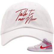 Valentine's Day Mid 1s Dad Hat | Talk To Me Nice, White