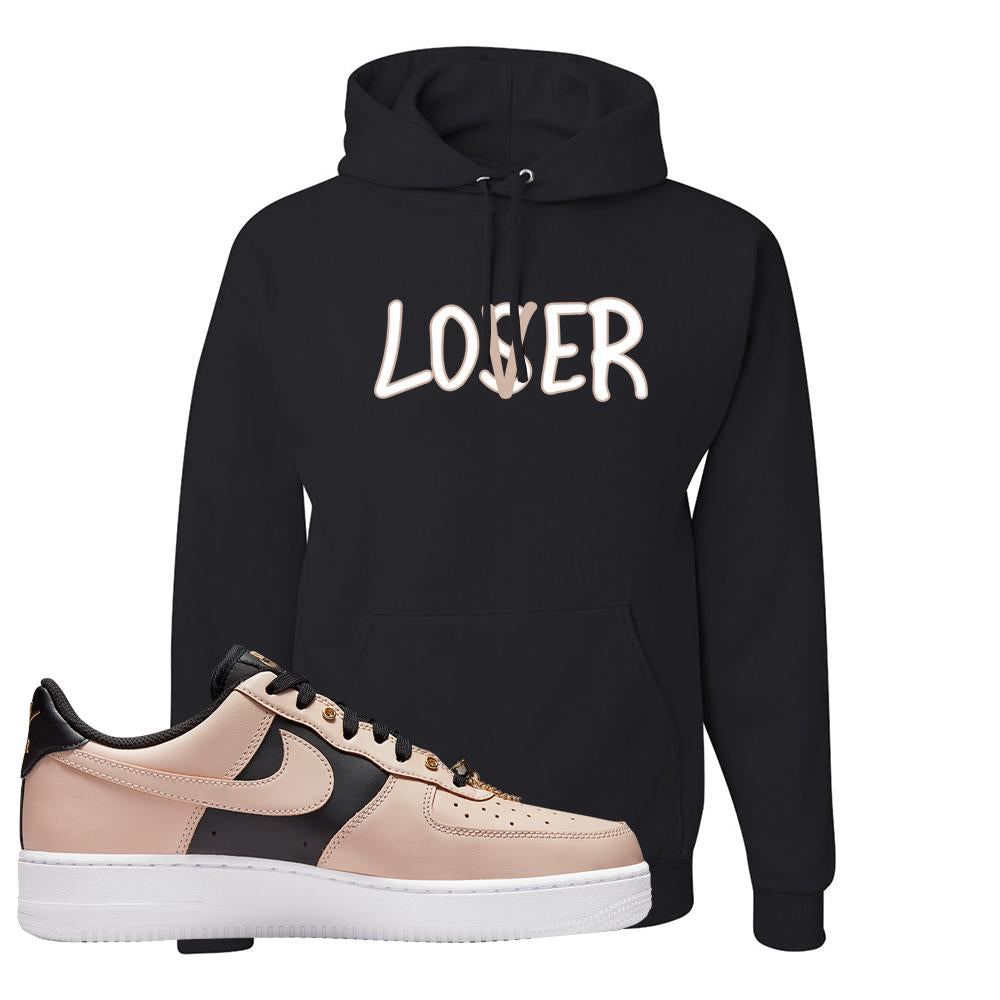 Air Force 1 Low Bling Tan Leather Hoodie | Lover, Black