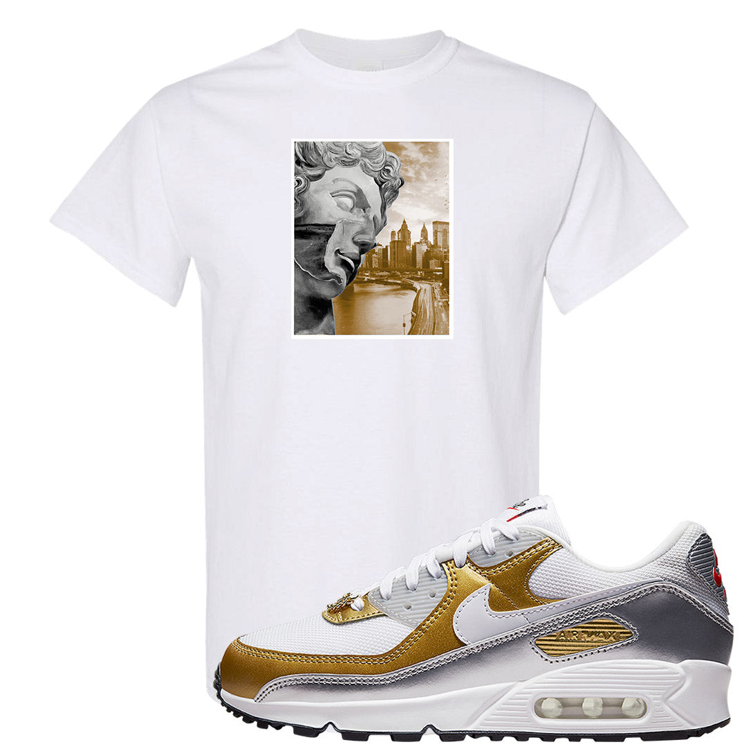 Gold Silver 90s T Shirt | Miguel, White