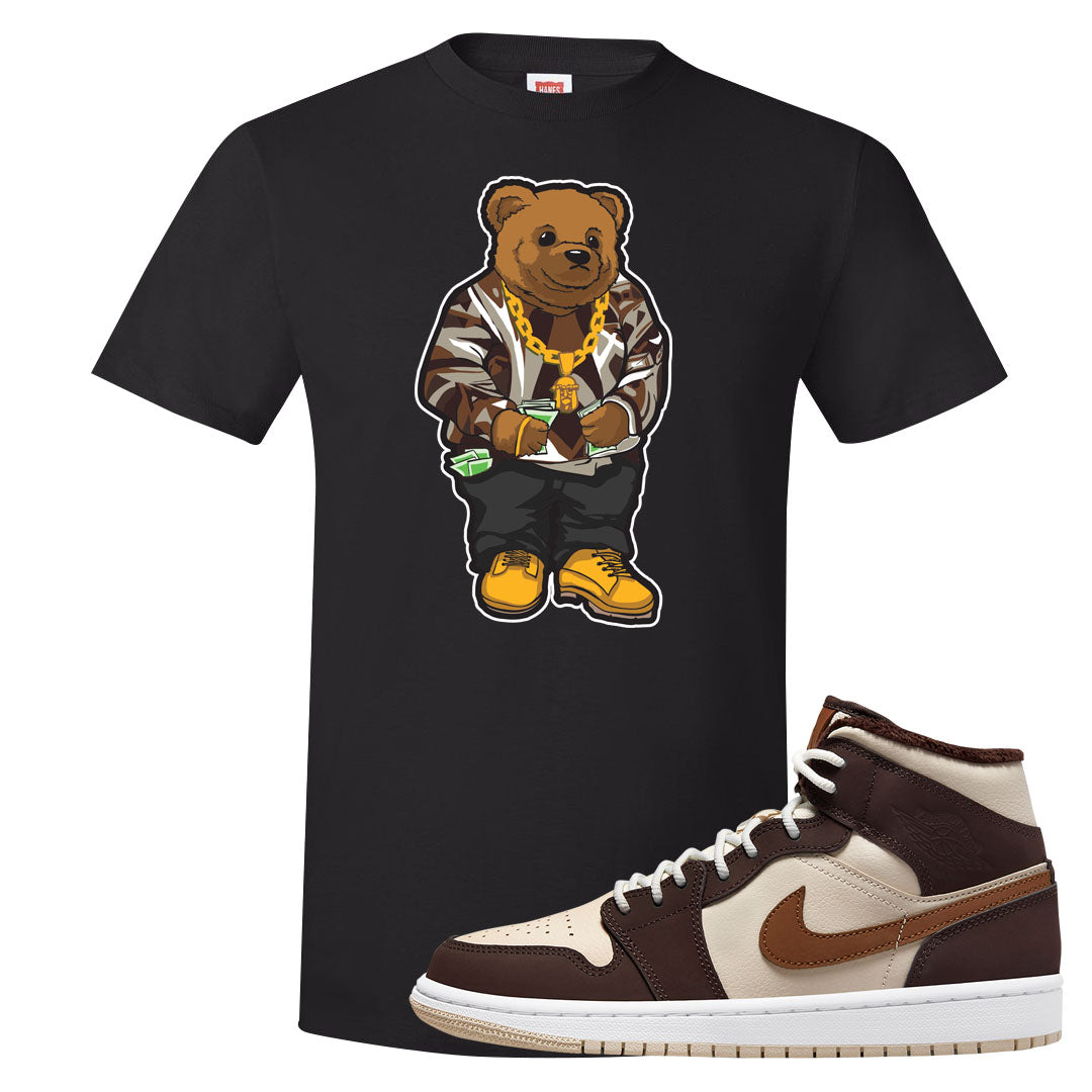 Brown Fleece Mid 1s T Shirt | Sweater Bear, Black