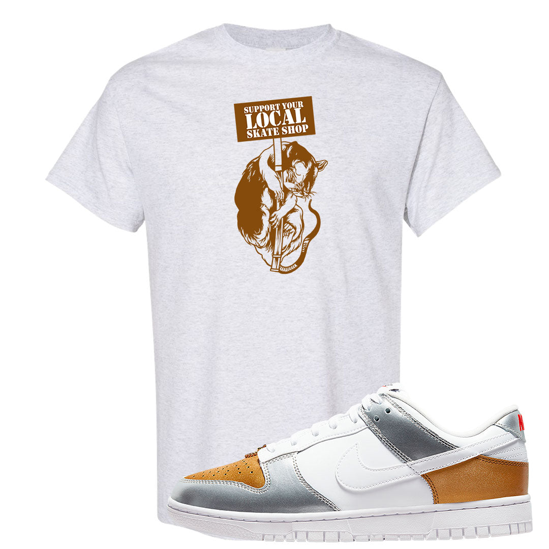Gold Silver Red Low Dunks T Shirt | Support Your Local Skate Shop, Ash
