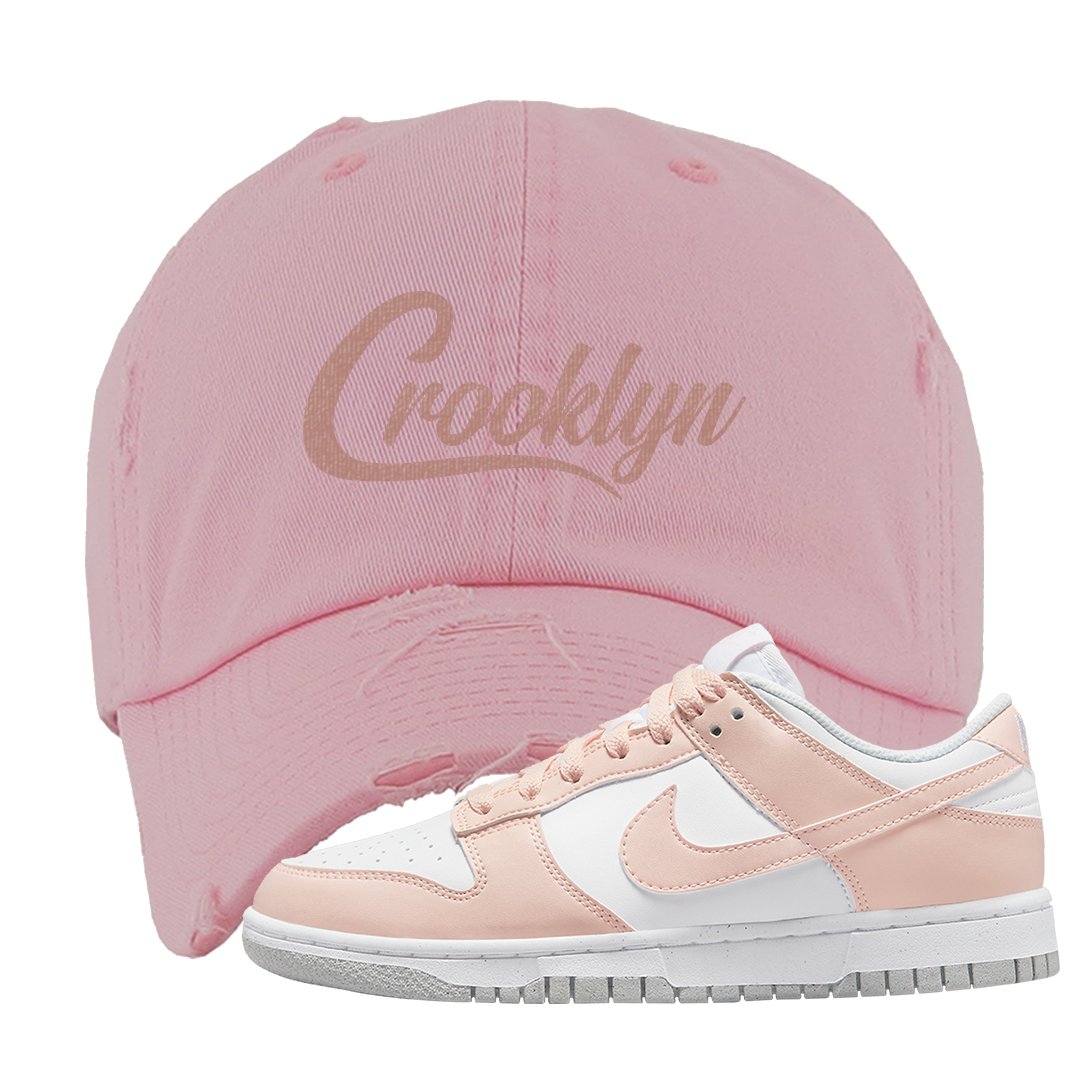 Next Nature Pale Citrus Low Dunks Distressed Dad Hat | Crooklyn, Light Pink
