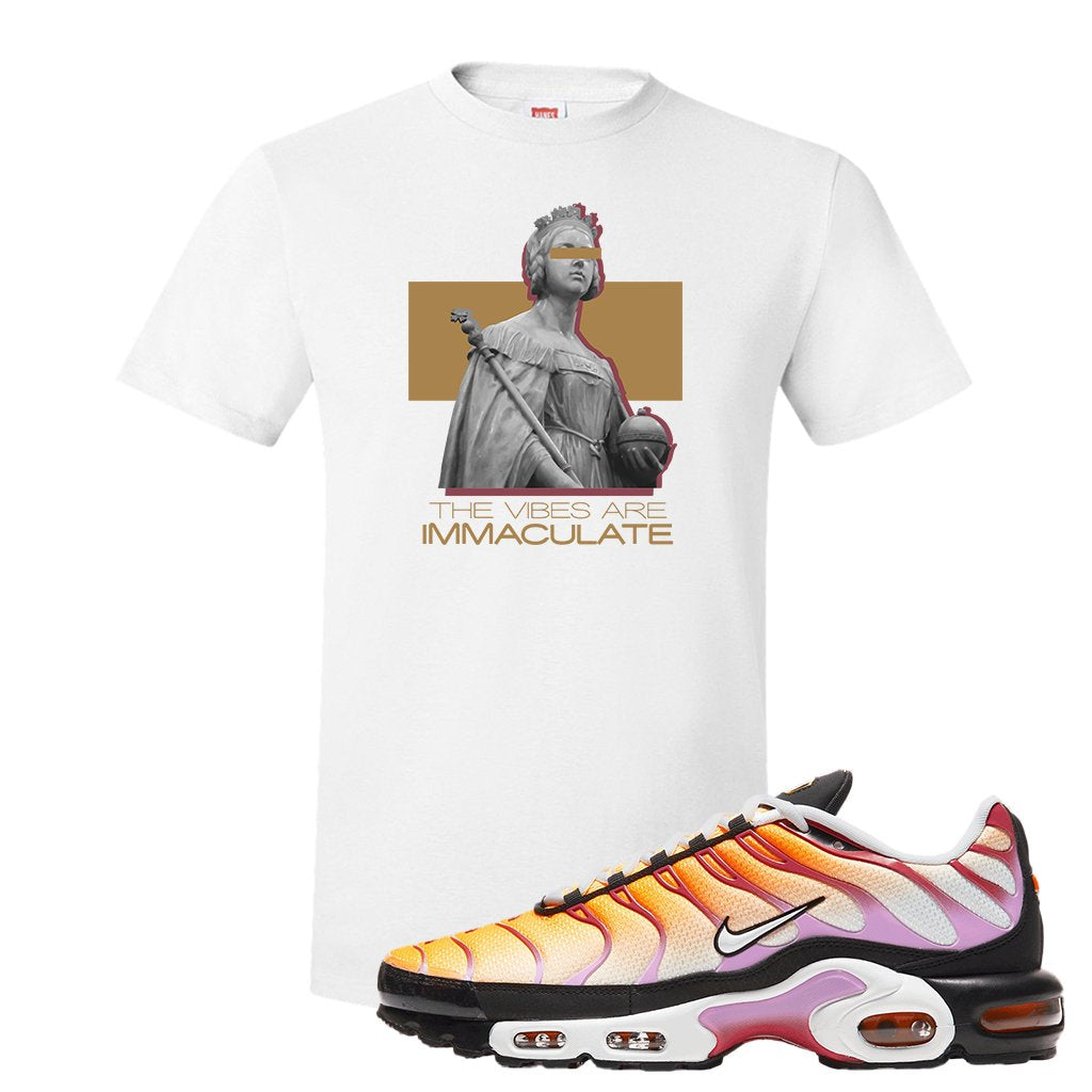 Air Max Plus Laser Orange Siren Red Fuchsia Glow T Shirt | The Vibes Are Immaculate, White