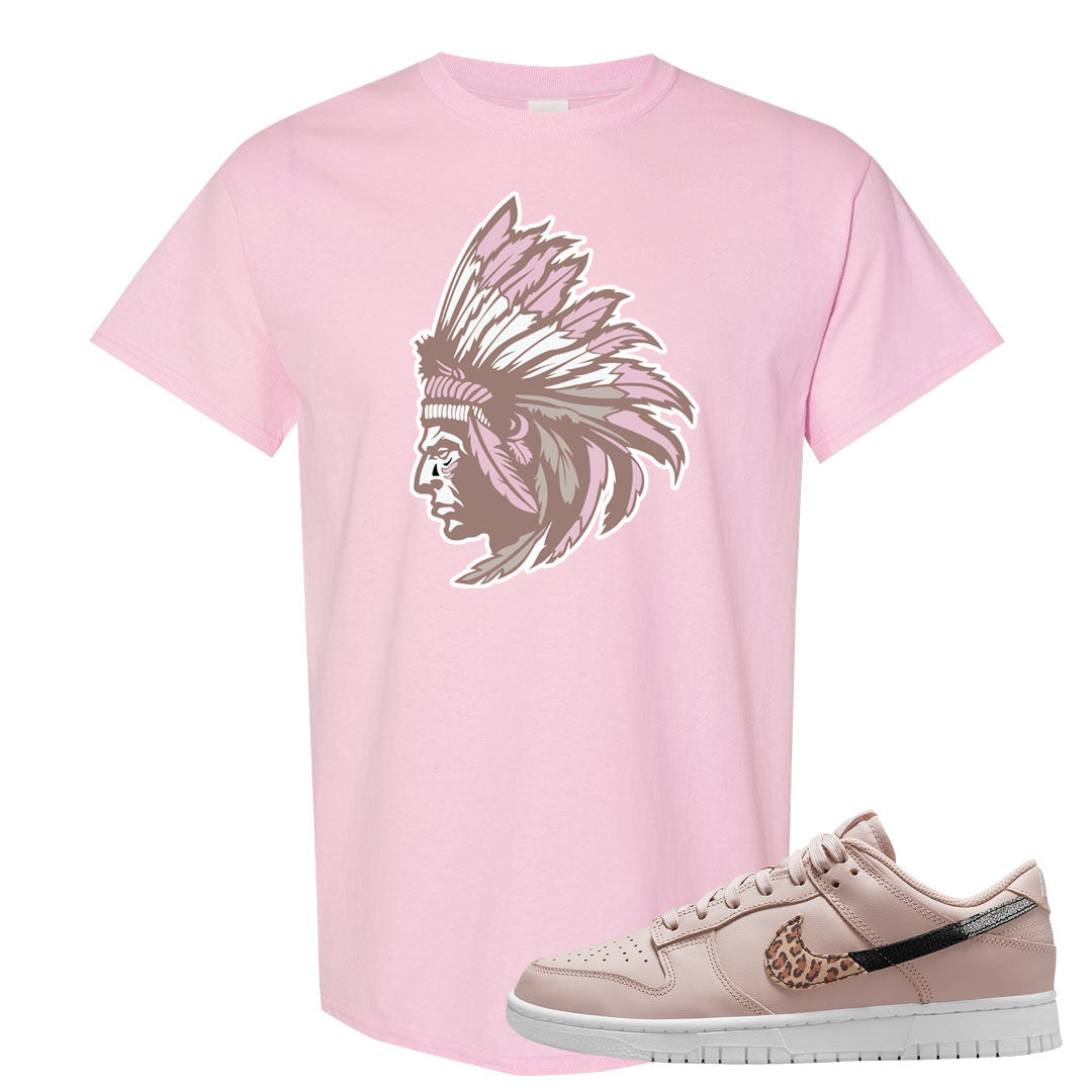 Primal Dusty Pink Leopard Low Dunks T Shirt | Indian Chief, Light Pink