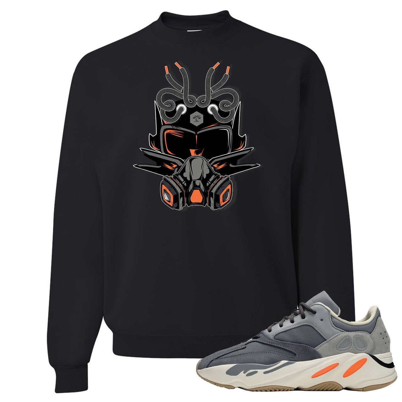 Yeezy Boost 700 Magnet Sneaker Mask Black Sneaker Matching Crewneck Sweatshirt
